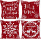 Merry Christmas Decorative Pillows Covers 22X22 Set of 4 for Christmas Decorations Red Christmas Tree Snowflake Winter Holiday Throw Pillow Cases Xmas Farmhouse Decor for Couch Sofa